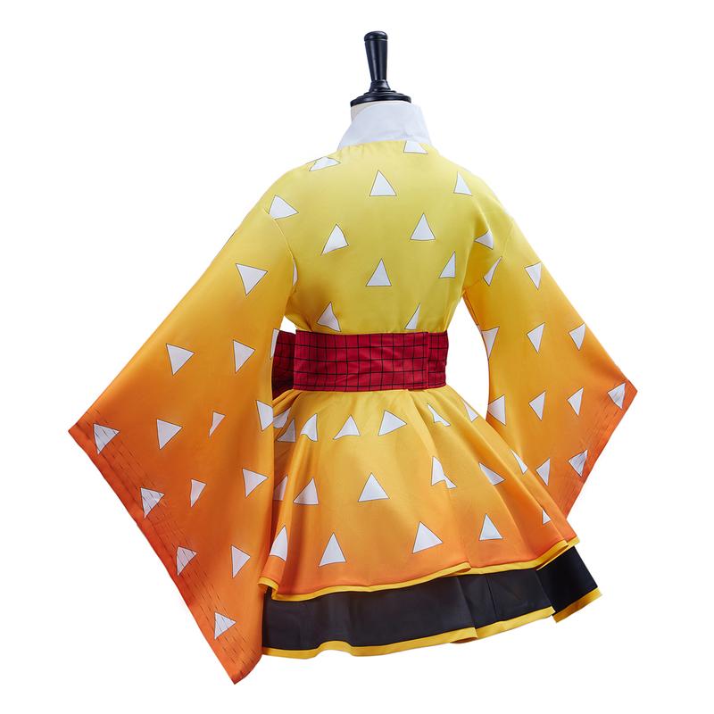 Demon Slayer Cosplay Costume  Agatsuma Zenitsu  Fanart Costume Women Japanese Kimono Outfit Costume