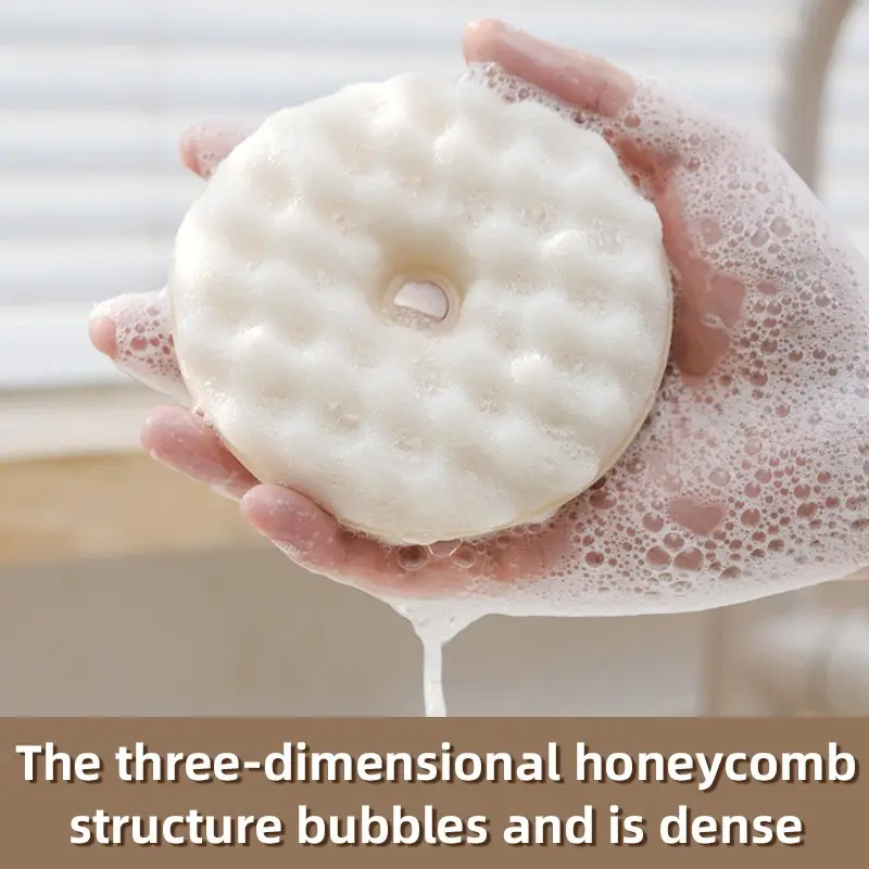 3D Honeycomb Sponge Dish Ball, Dual-Sided Scrubbing Surface, Durable Polyurethane Material, with Suction Cup for Easy Storage