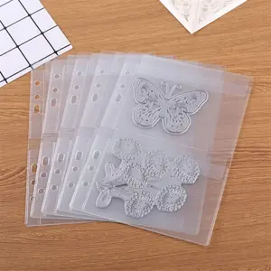 10 Pack A5 Size 6 Holes Waterproof PVC Plastic Binder Pockets, Loose Leaf Folders Bags for Budgeting, Planner Insert Pouches, Storage Organizer for Photo Document Stamp Die Bills