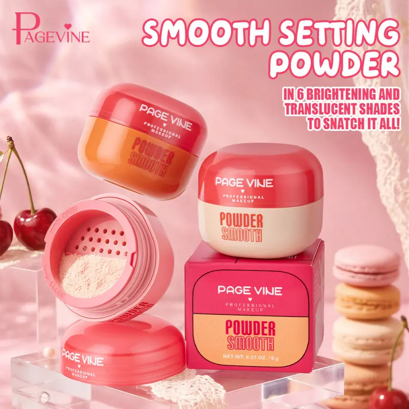1PC TikTok EU Brightening Blurring Setting Powder 6 Colors PAGEVINE Soft Blur Loose Powder Waterproof Long Lasting Sifter Case Skin Friendly For Date Party Touch Up Cosmetic Gift