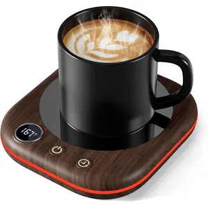 Mug Warmer Upgraded,Coffee Mug Warmer for Desk LEDs Light 3 Temp Settings (113-167°F) 1-12H Timer 4 H Auto Shut Off Beverage Cup Candle Warmer for Coffee Tea Milk(Wood Grain)