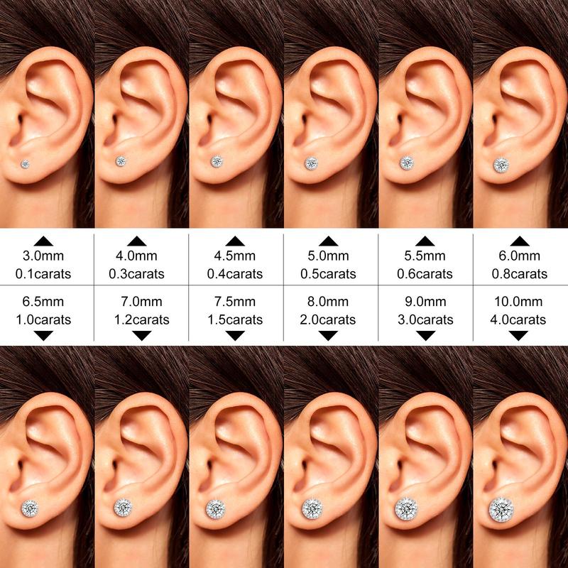 [D1 E103 ] S925 Halo VVS Round Cut Synthetic Moissanite Stud Earrings Screw Back Halo Synthetic Moissanite Earrings Jewelry Perfect Birthday Gift Men's Women's Silver Studs Gold Studs Wedding Set E103