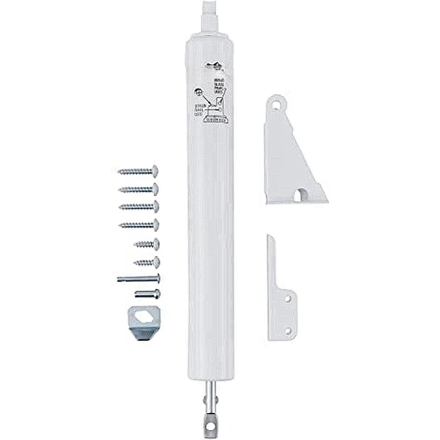 Pneumatic Storm Door Closer – Adjustable, Smooth-Closing with Hold-Open Washer (Transitional, White)