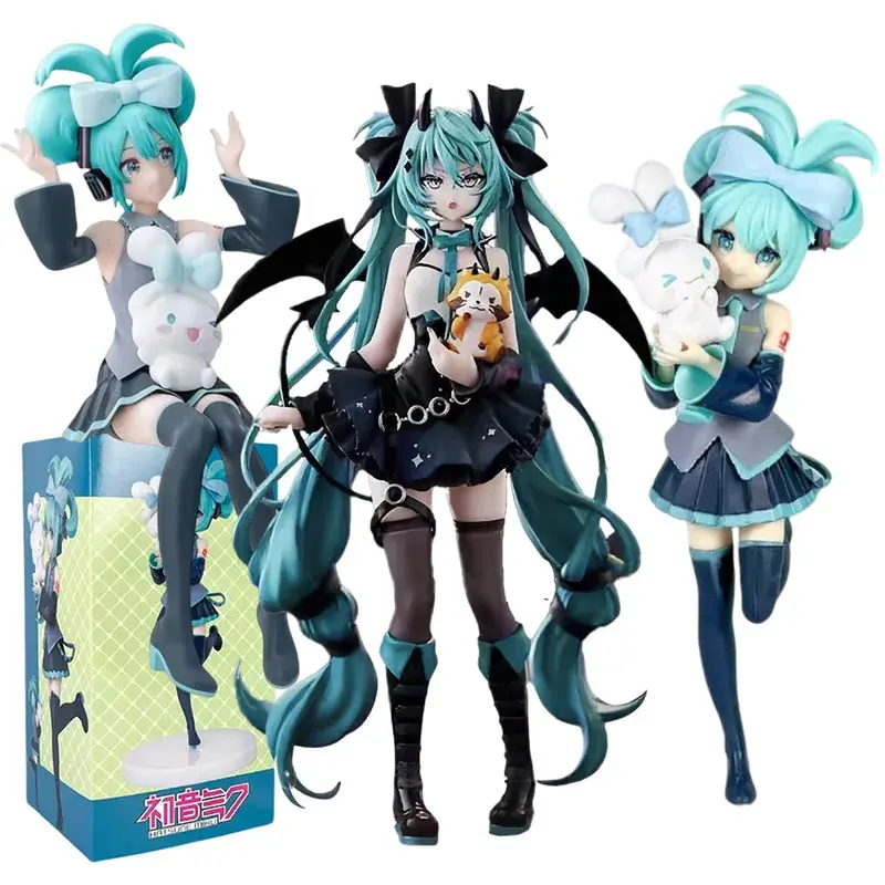 Anime Hatsune Miku Cos Raccoon Demon Cat Ears Cinnamoroll Kawaii Miku Girl Anime Figure PVC Collection Model Doll Toy