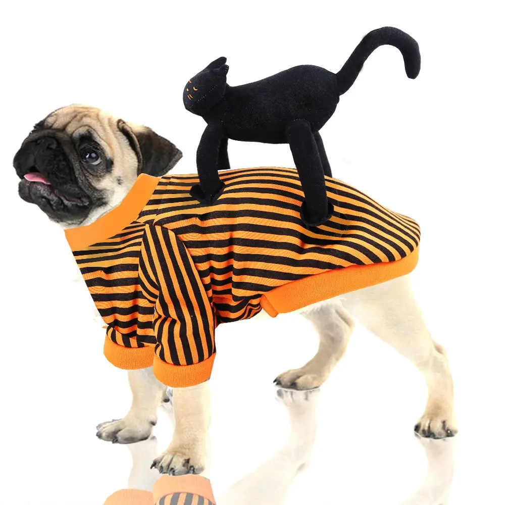 Halloween Standing Black Cat Pet Costume, Festival Outfits for Dogs-Cats, Easy-Wear Soft Fabric Lightweight Funny Party Clothes for Teddy Bichon French Bulldog