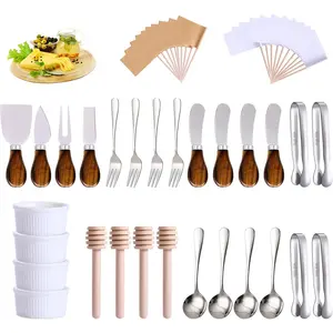 Charcuterie Boards Accessories 29 PCS Cheese Spreaders for Charcuterie Board Mini Serving Spoon Fork Tongs Blank Toothpick Flags Bowl