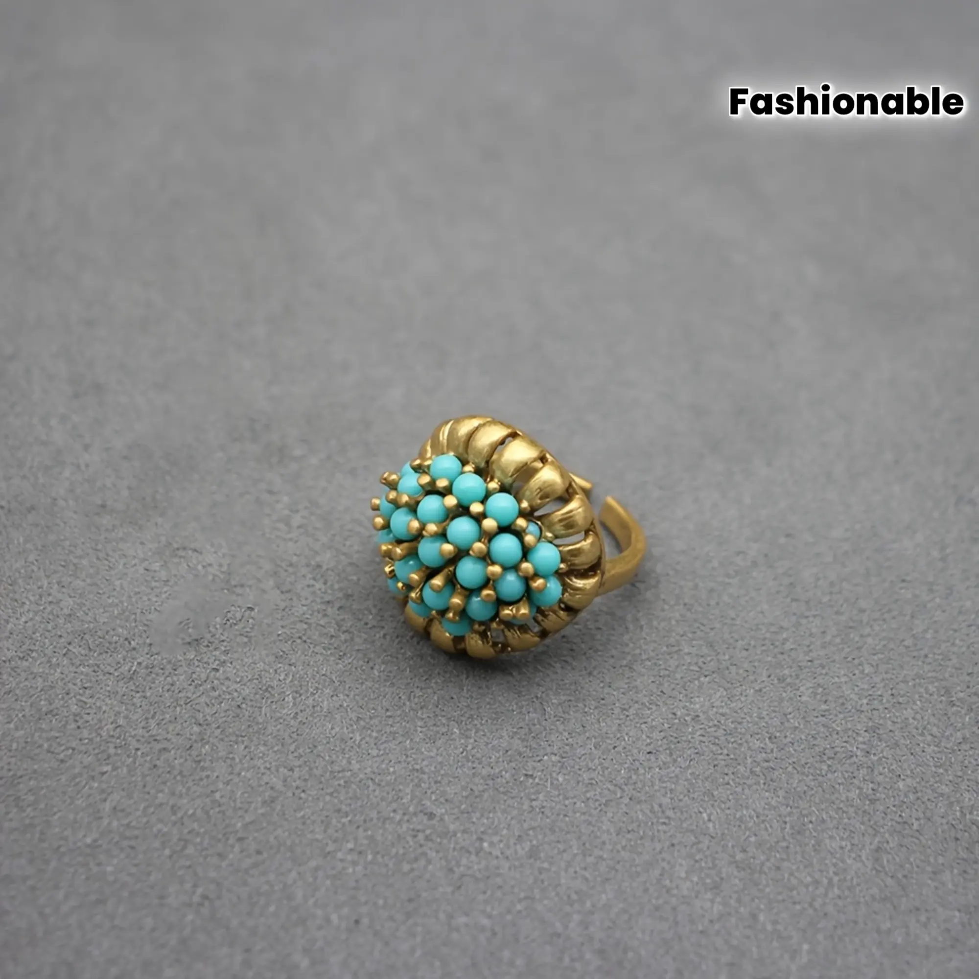 Female Statement Ring with Turquoise Accent, Adjustable Fashion Costume Jewelry for Parties and Events, Turquoise Accent Rings, Daily, Vintage, Copper-Plated, Unique Temperament
