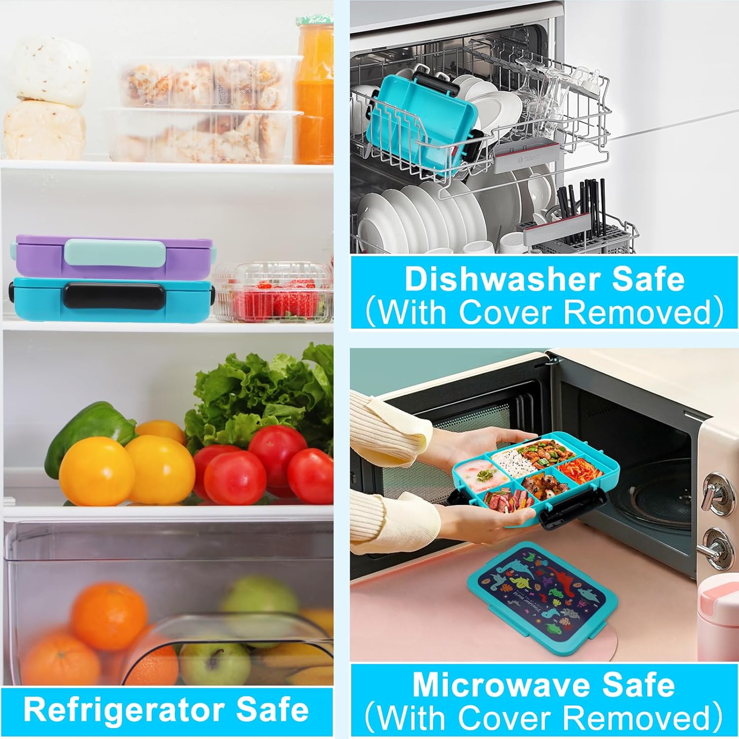 Leakproof Children Lunch Container 5 Compartment Bento Box With Utensils Microwave Safe Dishwasher Safe BPA Free Durable Portable Lunch Box For Kids School Travel Camping Picnic Outdoor Daily Meal Prep