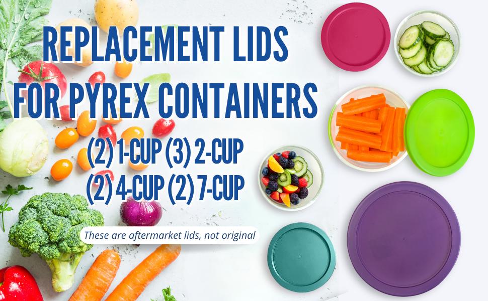Replacement Lids for Pyrex Glass Foood Storage Containers Containers Round (2) 1-Cup (3) 2-Cup (2) 4-Cup (2) 7-Cup (Turquoise)