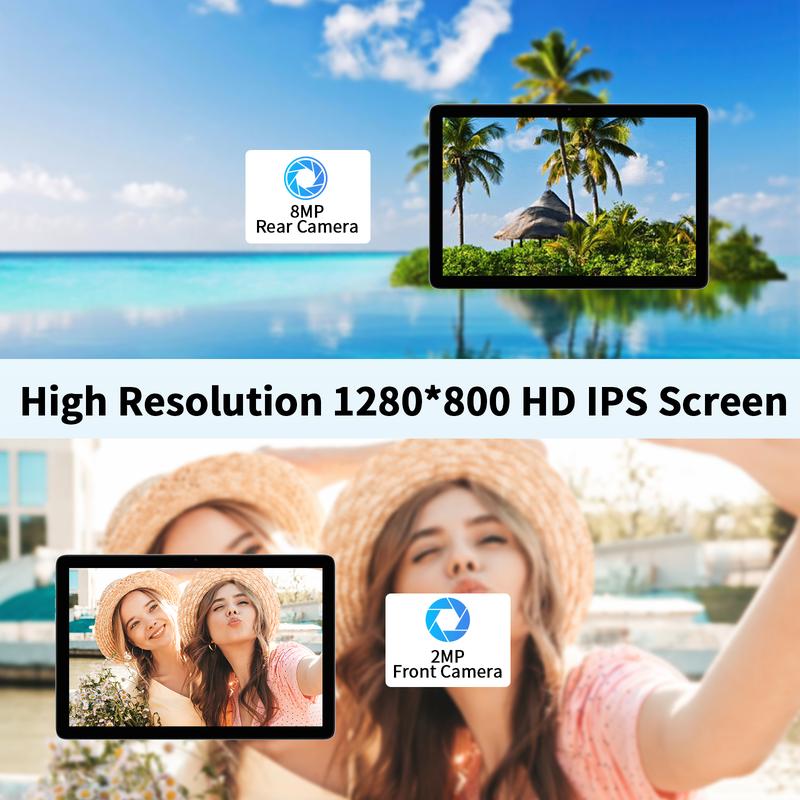 PRITOM 2026 10.1 Inch Android 14 Tablet Set 16GB(4+12)RAM 128GB ROM Dual Camera Bluetooth Keyboard Mouse Gift for Back To School