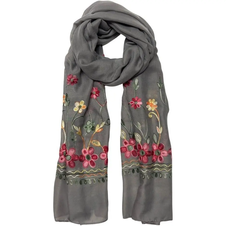 Embroidered Floral Scarves Elegant Lightweight Colorful Shawl Wrap Scarf for Women