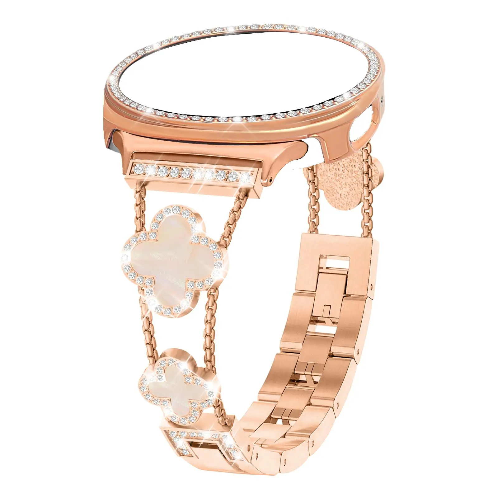 Bling Band with Case Compatible for Samsung Galaxy Watch 8 40mm 44mm, Women Diamond Butterfly Metal Bracelet Rhinestone Strap with Protector Case