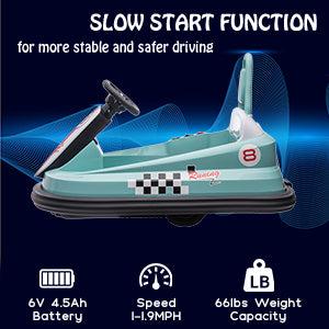 【GARVEE】Electric Ride-On Bumper Cars for Toddlers Ages 1.5-6 with Steering Wheel, Safety Belts, 360 Degree Spin, 2 Speeds, Lights, Music & Horn. Available in Red, Pink, White, and Green.