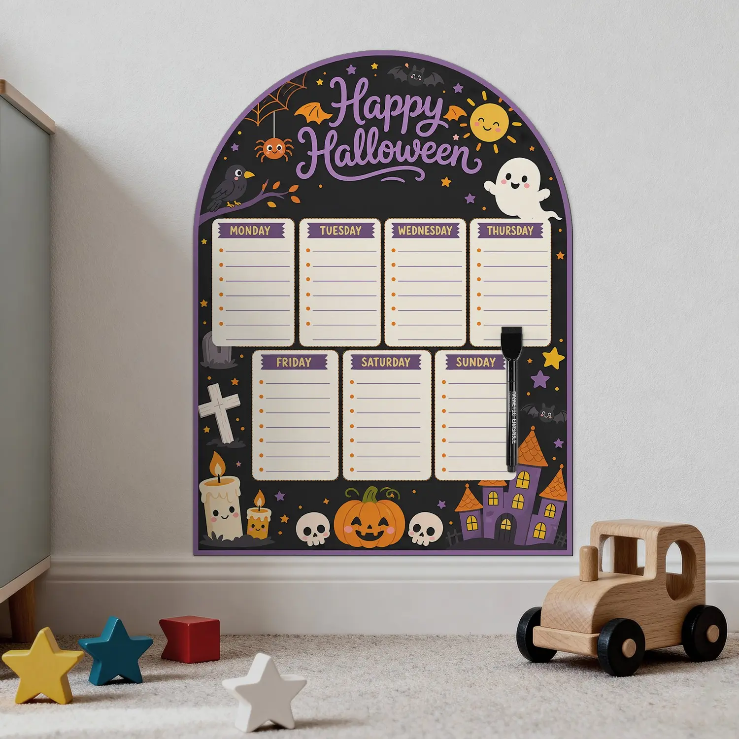 Halloween Fun Erasable Self-Adhesive Foam Whiteboard Sticker, Smooth Writing, Easy Removal, No Trace, Combines Writing and Decoration
