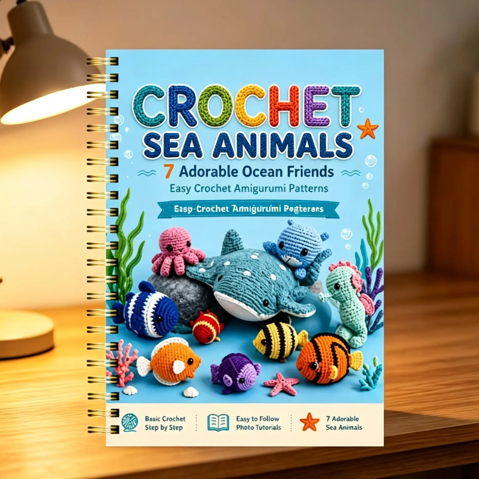 Beginner Crochet Ocean Animal Amigurumi Doll Knitting Log Book, Essential Guide for Crafting Enthusiasts, Perfect for Learning & Recording Patterns