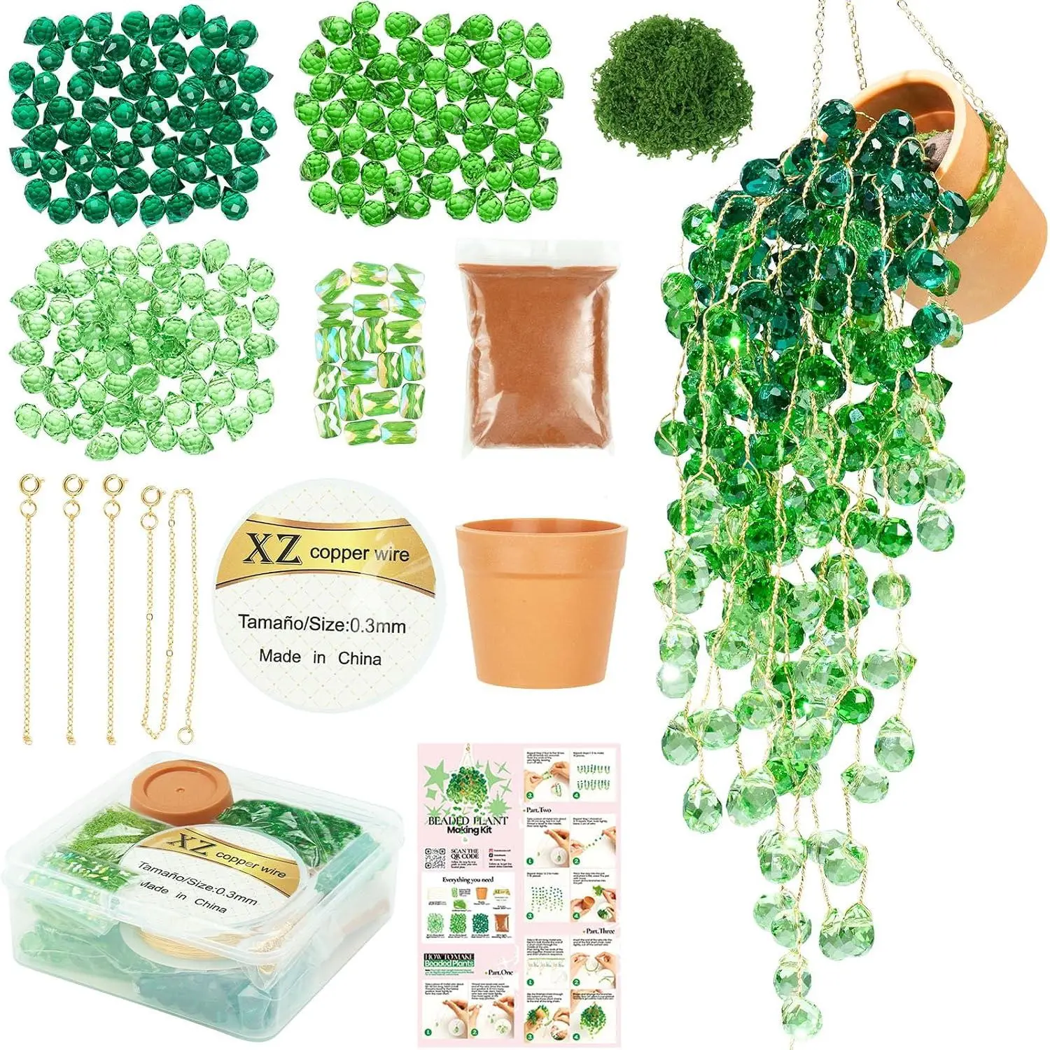 Beaded  Kit, DIY  Beads Suncatcher Craft Kit | Real  Bead  Kit with Printed Instruction Booklet & Video Tutorial for Easy Beginner DIY Crafting