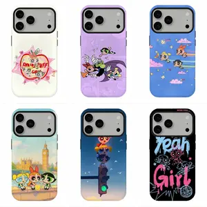 Retro P0w3rg1rls Vintage Phone Case, Compatible for iPhone 17Promax 16 15 14 13 12 11 and for Samsung S26‑21, Preppy Fairycore Aesthetic, Nostalgic 90s Cartoon Vibe, Anti‑Drop Phone Shell, Ideal Birthday Present, Perfect Holiday Gift