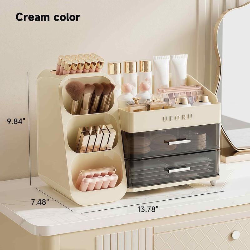 UFORU  Makeup Organizer with Various Compartments All - in - One Cosmetic Organizer with Divided Sections | Keep Brushes, Lipsticks & More Neat