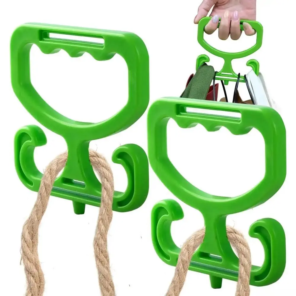2-Pack Heavy-Duty ABS Plastic Grocery Bag Carrier Handle, Ergonomic Contoured Grip, Reusable Holder Supports 100 lbs for Shopping Bags, 2 Bonus Rope Straps Included, Moving, Toolbox, Supports 100Lbs