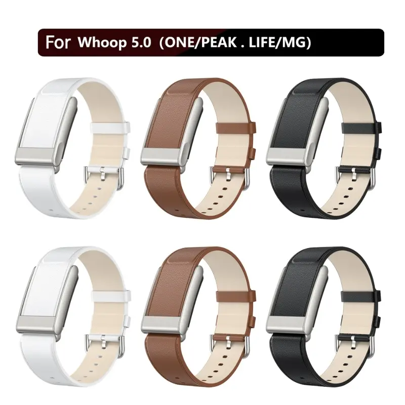 1pc Genuine Top-Grain Leather Watch Band With Pin Buckle & Metal Fittings Compatible With WHOOP 5.0 Standard, WHOOP 5.0 MG, Premium Durable Adjustable Replacement Wrist Strap Accessory (Tracker Not Included)