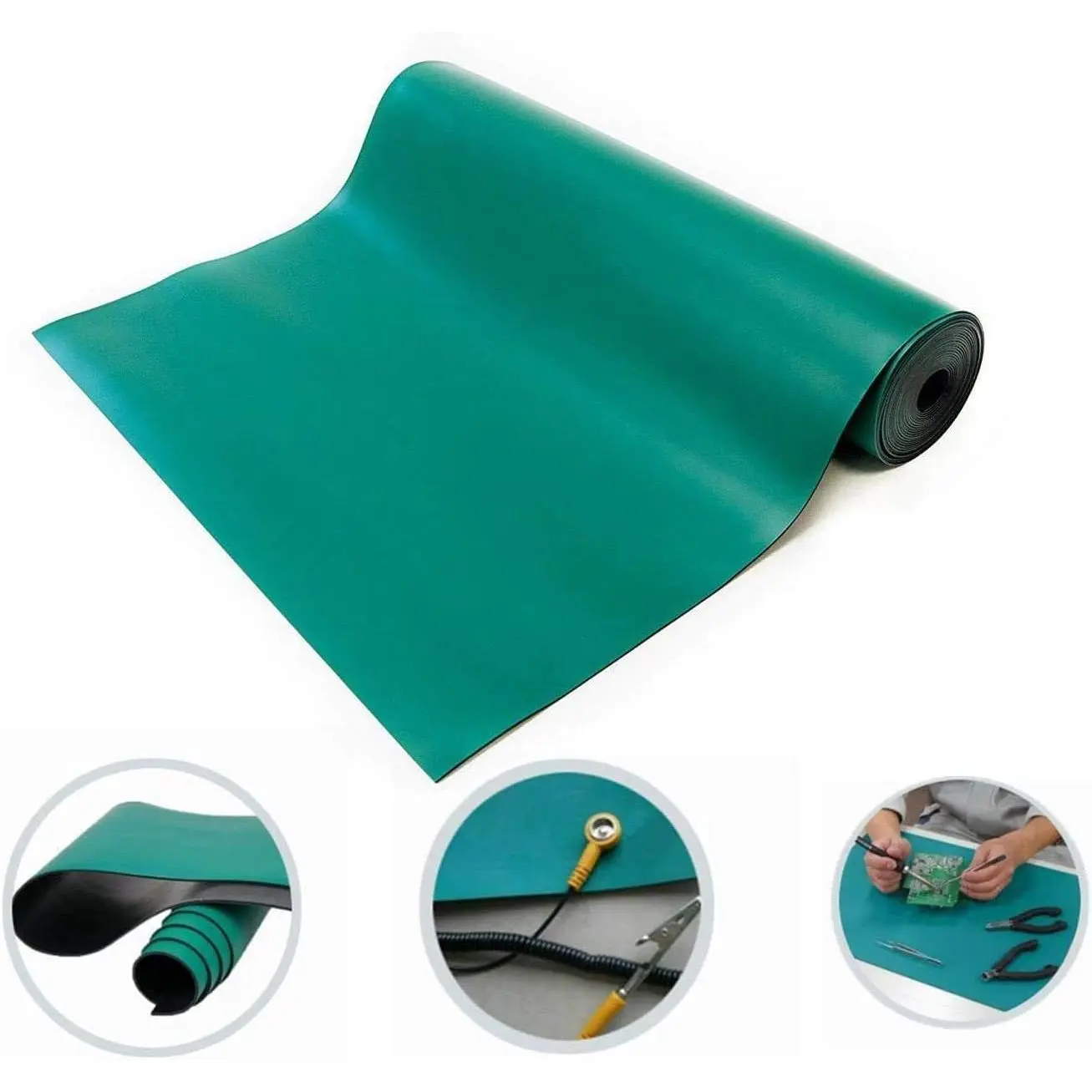 MYOYAY ESD Rubber Soldering Mat, 23.6" x 118" Large Roll Anti-Static High Temperature ESD Grounding Electrostatic Discharge Protection Mat for Desk, Circuit Board, Phone, PC, Tablet Repair