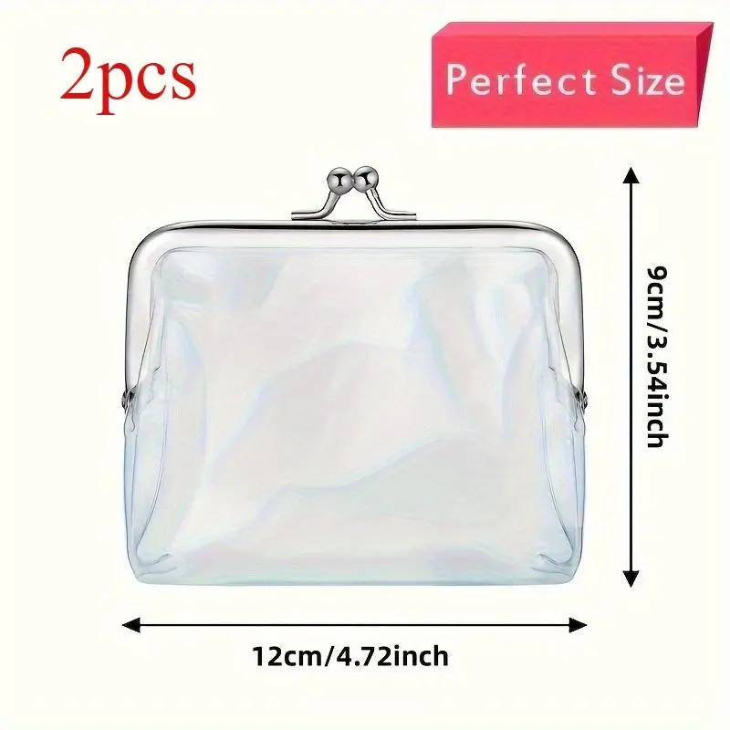 Classical Transparent Plastic Coin Wallets Set of 2 - Secure Closure Design, Suitable for Travelers and Everyday Use, Keeps Your Essentials Organized and Stylish