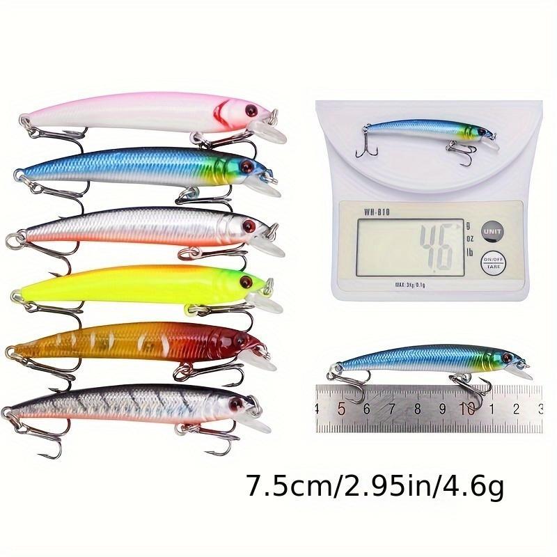 Artificial Fishing Lure, 43pcs/set Mixed Color Fishing Lure Kit with Treble Hook, Fake Fishing Bait, Outdoor Fishing Accessories
