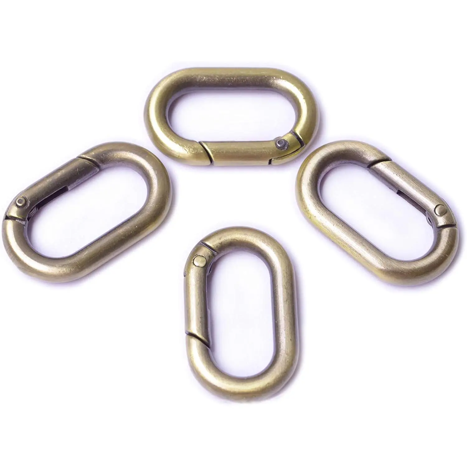 4 count Carabiner Metal Spring Key Ring, Snap Hooks Clip, Keyring Buckle, Oval Ring for Bags, Purses BBC39