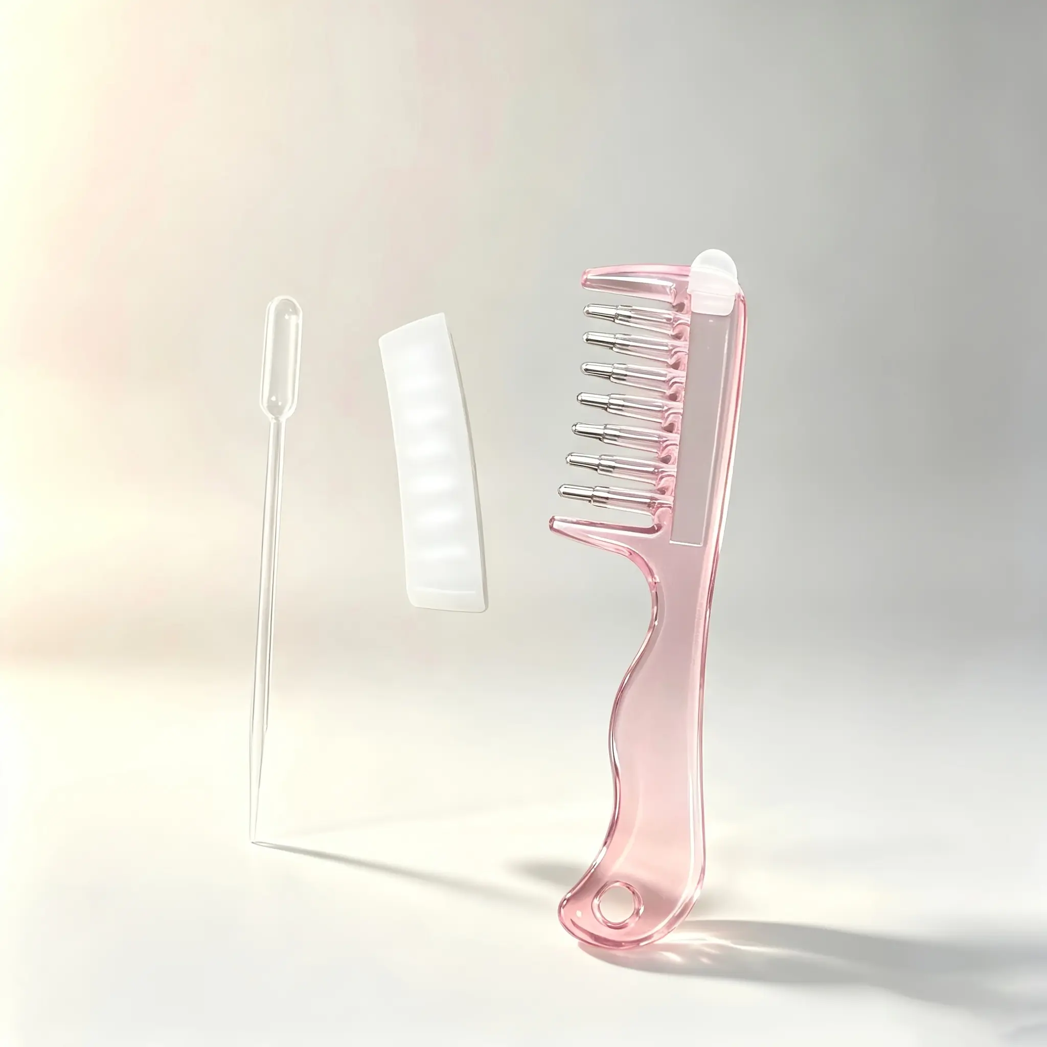 1Pc Transparent/pink, Stainless Steel Ball Metal Guide Tooth Uniform Liquid Control Design, Replace Manual Application To Nourish Scalp Repair, Soothe Tight Scalp and Soften Hard Stubble, Guide Comb