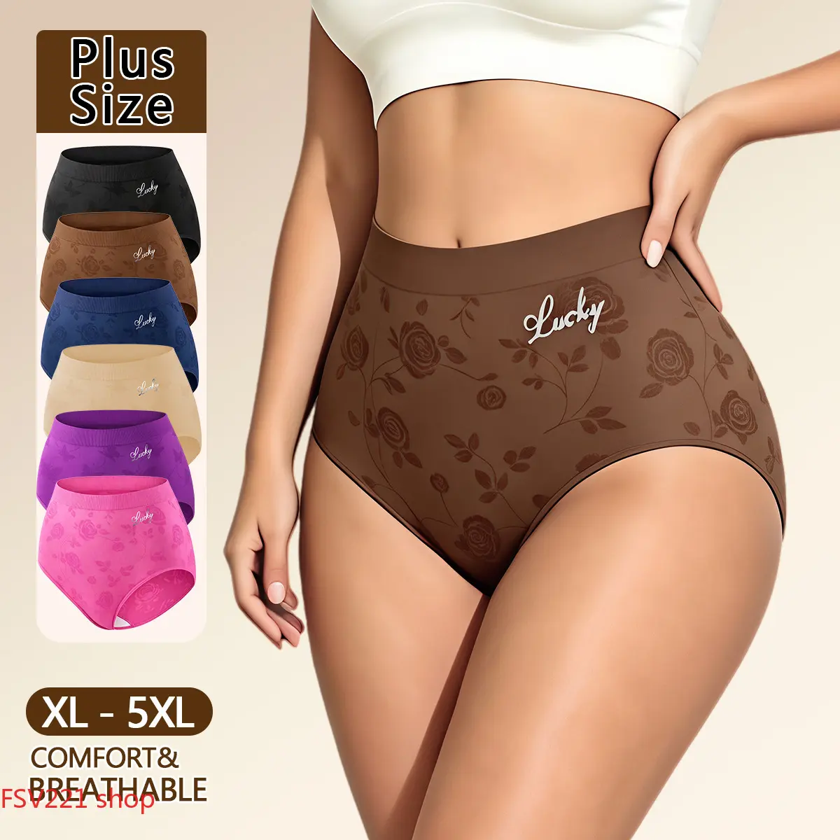 Multicolor Butterfly Print Panties—Comfortable plus-size underwear suitable for all-day wear and lounging at home; High-waisted butterfly print panties (3-pack), specially designed for fuller figures.