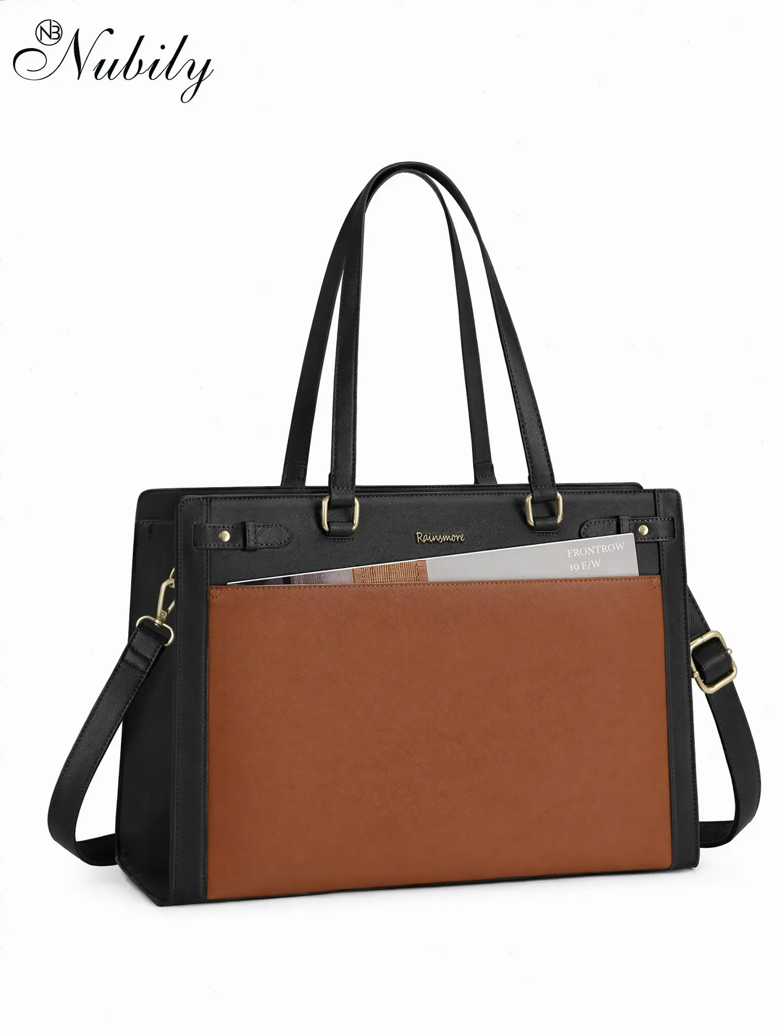 Laptop Bags for Women 15.6 Inch PU Leather Zip Work Tote Bag, Waterproof Computer Bag, Professional Briefcase, Stylish & Durable Design