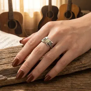 Adjustable Vintage Electric Guitar Ring Rock Punk Hip-Hop Style Unisex Index Finger Ring Versatile Fashion Everyday Wear Birthday Gift for Men Women