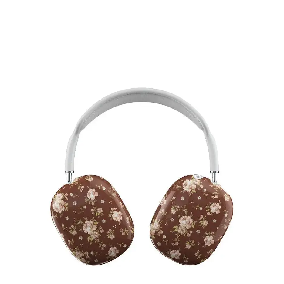 Limited Edition Brown Floral Wildflower Over Ear Cover for AirPods Max - 3.5in x 4.25in, Lightweight, Scratch Resistant, Shockproof, Protective, Durable, Cute, Simple Audio Headphone Case