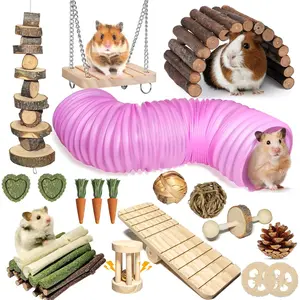 40 PCS Hamster Toys Set, Guinea Pig Toys Enrichment Hamster Tubes and Tunnels, Rat Enrichment Toy with Bridge, Seesaw, Swing, Ball for Gerbils, Chinchillas, Dwarf and Syrian Mouse
