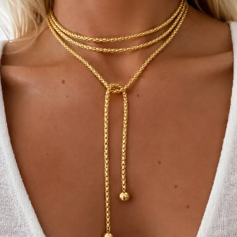 1pc Minimalist Layered Wrap Long Chains Necklace for Women, Fashion Jewelry for Daily Wear, Dates, Parties & Travel, Gift for Girlfriend or Mom