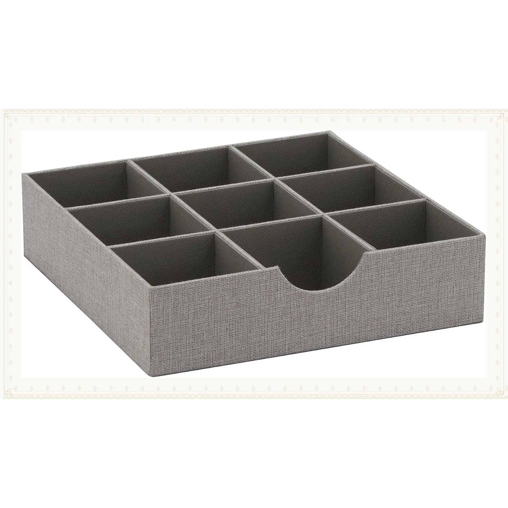 Grey 728-1 Deep 9-Section Drawer Organizer Box for Storage, 12 x 3.13 InchesGift