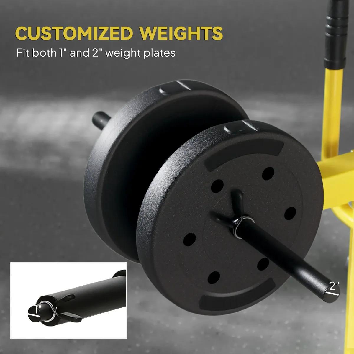 [Fahuac] Yellow Seated Calf Raise Machine, Adjustable Leg Machine for Home Gym, 440 lbs Capacity, Dual Olympic Weight Posts with Non-Slip Foot Plate, Padded Seat & Thigh Pads