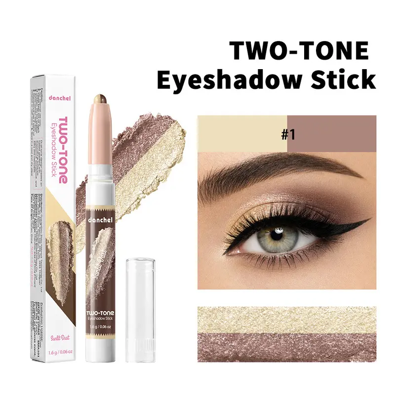 Want gradient glitter eyes in 10 seconds? DANCHEL two-tone eyeshadow stick! Waterproof, blendable, works on every skin tone. 6 gorgeous shimmer shades available