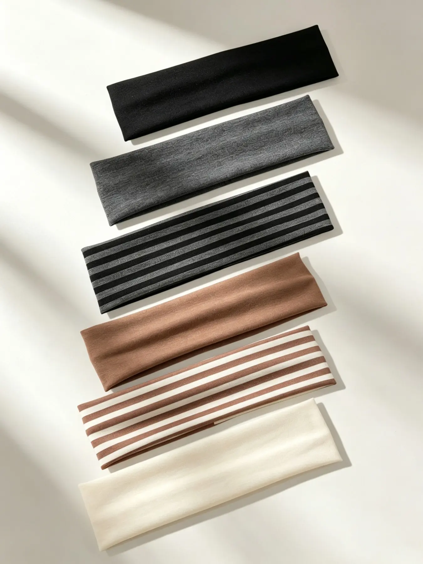 6pcs Simple Striped Solid Color Hair Bands for Women, Multi-Color Options, Athletic Headbands, Fitness Yoga Sweatproof, Daily Sports Two-In-One Hair Tie Organizer