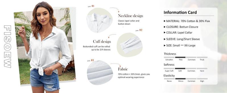 Imily Bela Womens Long Sleeve Button Down Cotton Linen Shirt Blouse Loose Fit Casual V-Neck Tops Imily Bela Womens Long Sleeve Button Down Cotton Linen Shirt Blouse Loose Fit Casual V-Neck Tops