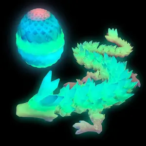 3D Printed Dragon, Fantastic Movable Change Shape Statue Luminous Dragon, Glow in The Dark, Eggs Figurine, Decor for Deskfidget toys