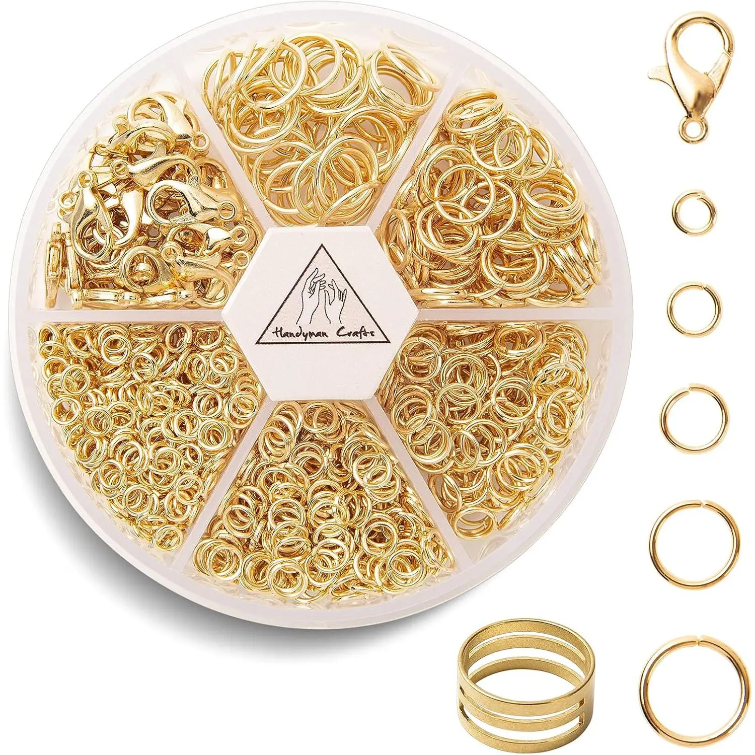 Jump Rings Kit With1000PCS Open Jump Rings 40 count 12mm Lobster Clasps and Jump Rings Opener for  Making Keychains and Necklace Repair ()