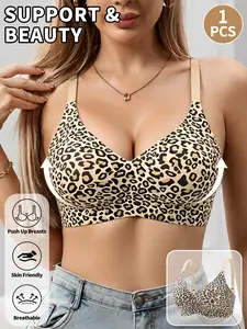 Jelly Bra Sexy V-Neck Gathered No Underwire Half Fixed Cup Pad Soft Comfort Women Daily Bra, Jelly Bralette, Adjustable Strap, Medium Support, All Seasons