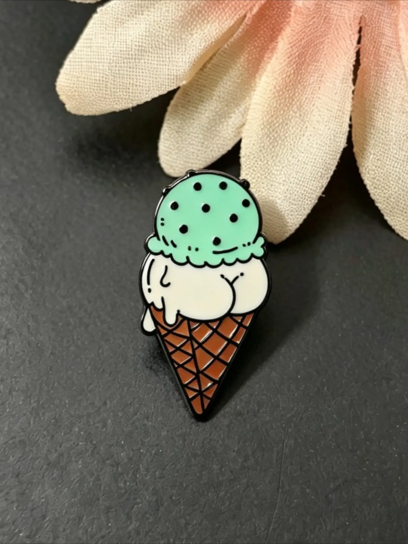 Funny Butt Ice Cream Cone Enamel Pin, Cartoon Waffle Cone Food Alloy Lapel Brooch Badge, Decor For Backpack Hats Clothes, Novelty Humor Gift For Food Lovers