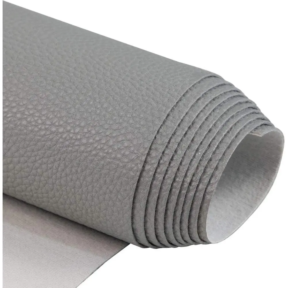 Soft Synthetic PU Fabric Material Faux Leather Sheets 2 Yards 54" x 72", 0.95mm Thick for Upholstery, DIY Crafts,Pebbled Pattern Nude Gray