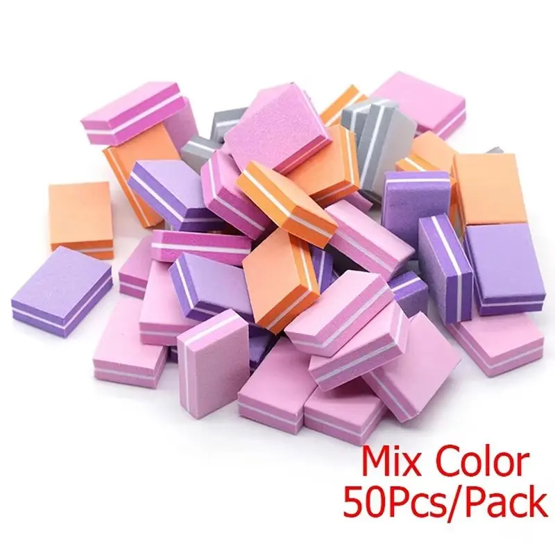50Pcs Professional Mini Nail File Set Fingernail Files Nails Art buffer File 100/180 Sandpaper Manicure Tips Care File Sanding Polishing Accessories Tools Manicure Supplies
