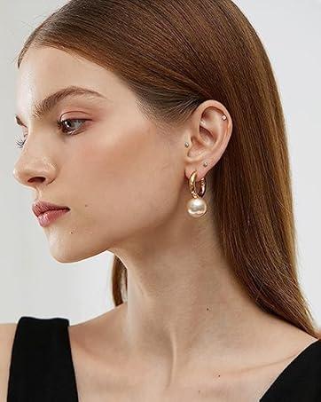 MILACOLATO 316L 2-6pcs Stainless Steel 16G 3mm CZ Inlaid Lip Rings Labret Monroe Nose Studs Helix Earring Piercing, 6mm 8mm 10mm Bar Length Available