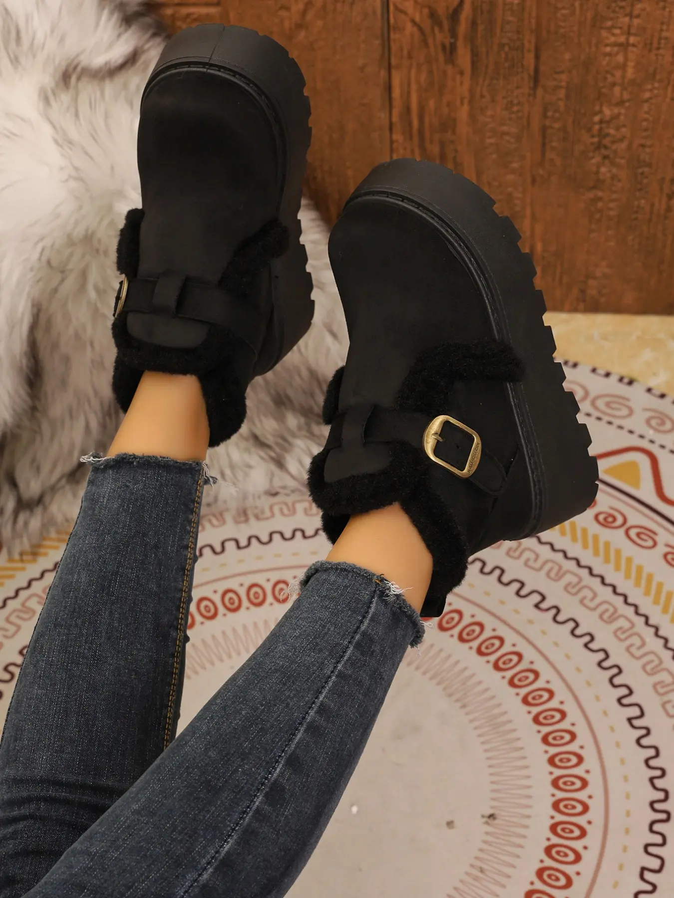 Winter Versatile Snow Boots, Thick Sole Fuzzy Short Boots, Casual Street Style Cotton Shoes, Comfortable and Cozy Footwear