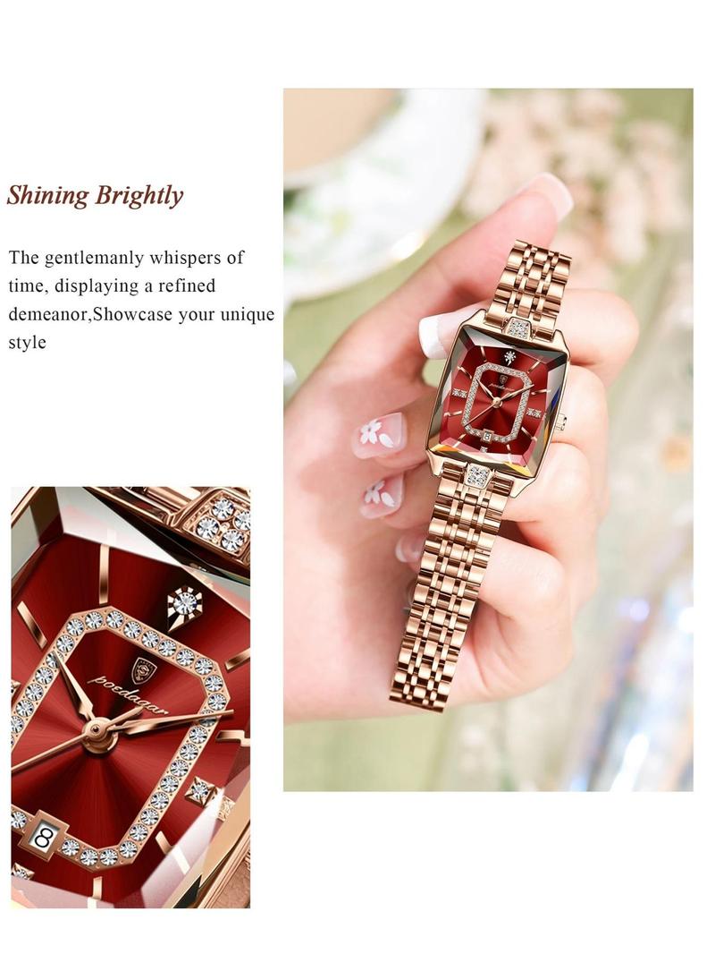 Women's Elegant Rectangle Dial, Fashionable Wristwatch for Women & Girls, Fashionable Stylish Watch, Trendy All-match & Exquisite Watch for Birthday Gift with Box