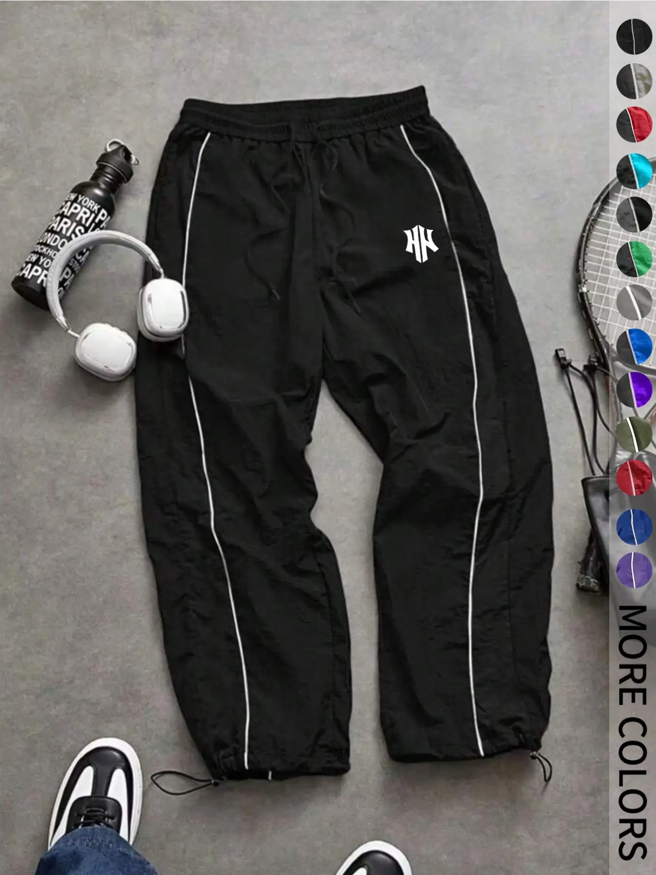 New Men's Casual Sport Pants, Loose Fit, Elastic Waistband, Fashionable Print, Lightweight Fabric, Perfect for Daily Wear, Casual Sportswear Pants